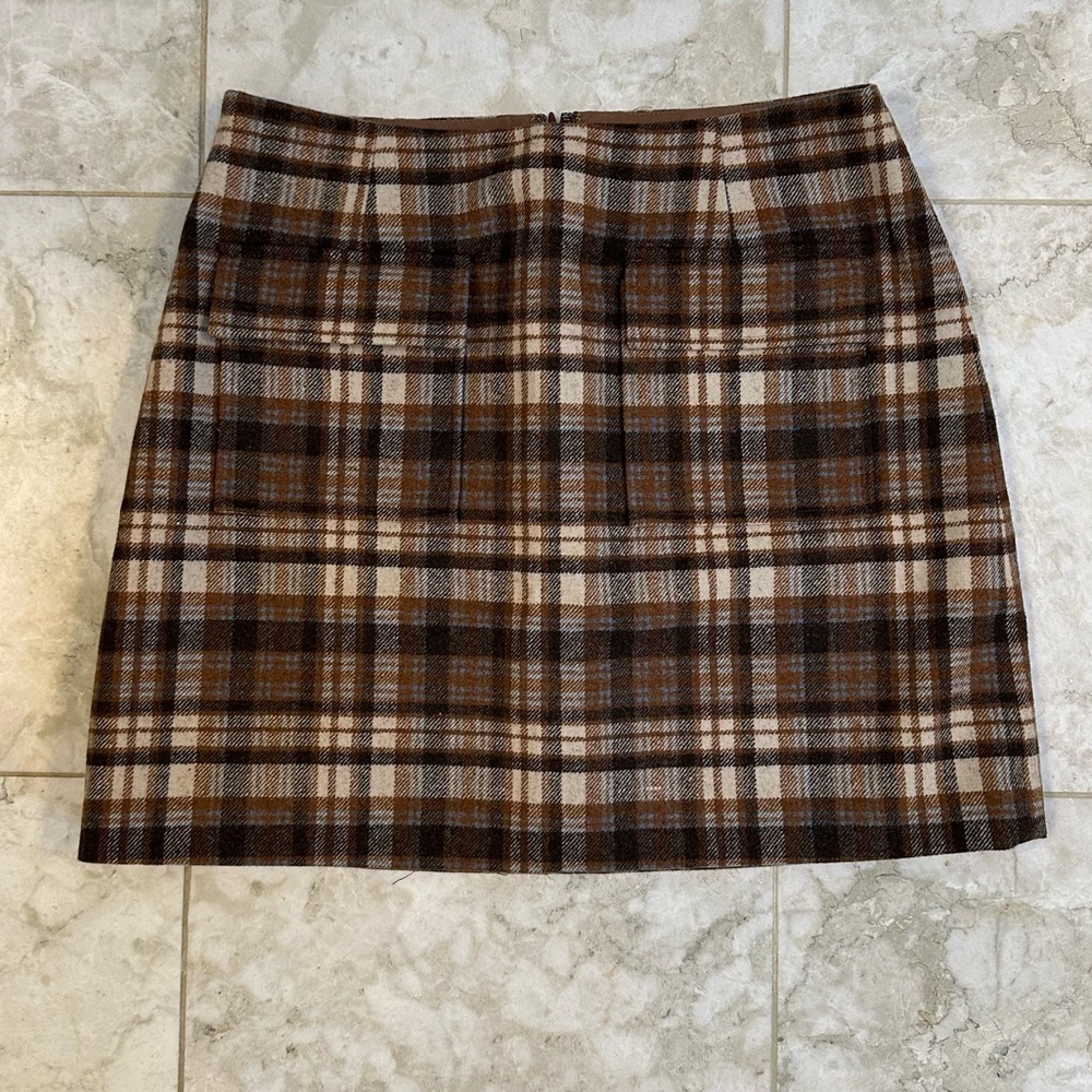NWT Brown Plaid Reformation Janis Skirt